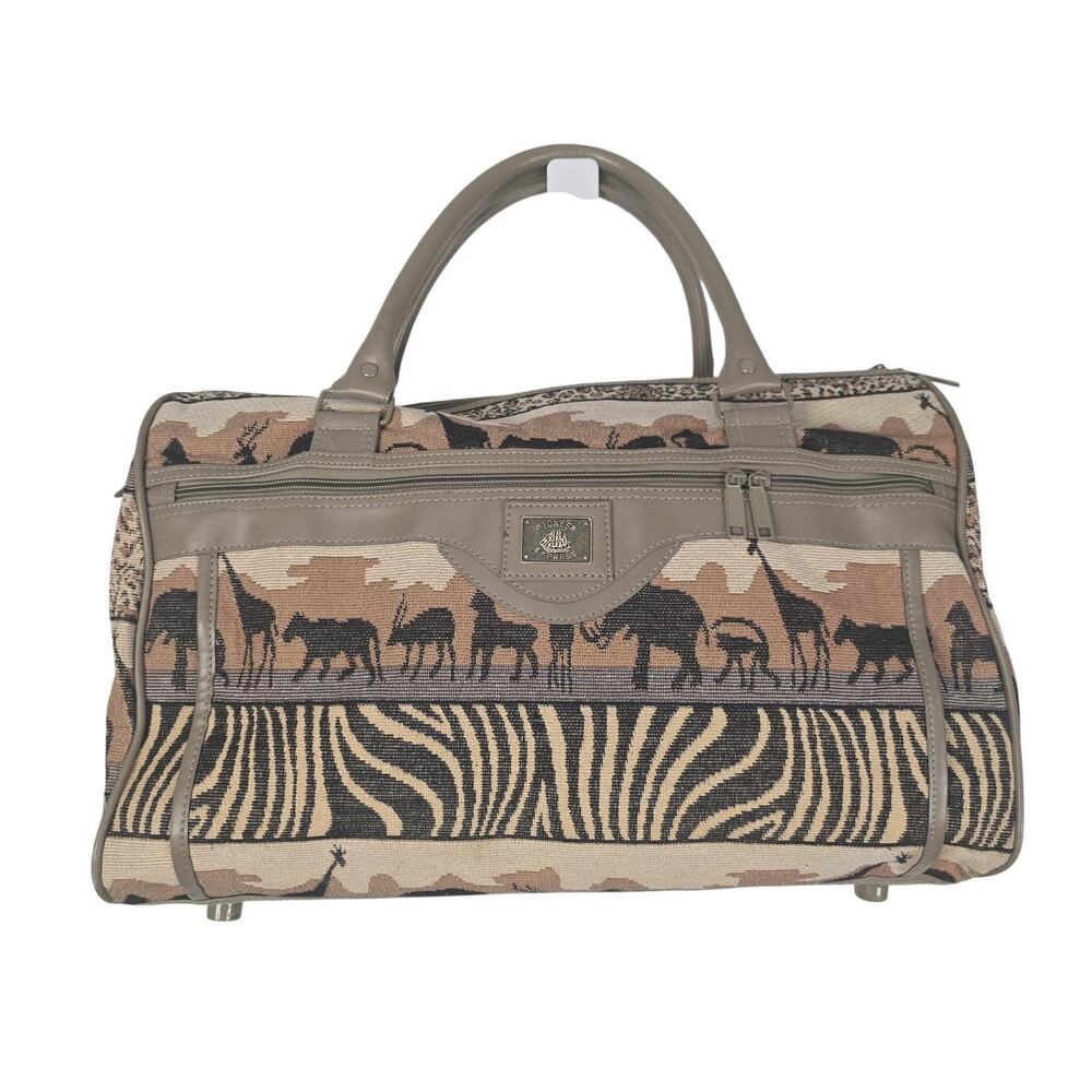 Pioneer Brown 18" Safari Animal Print Duffel Bag Travel Weekender African Vacay